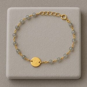 Natural Faceted Labradorite Bracelet | 18K Gold Over 925 Silver NWOT 8" #409